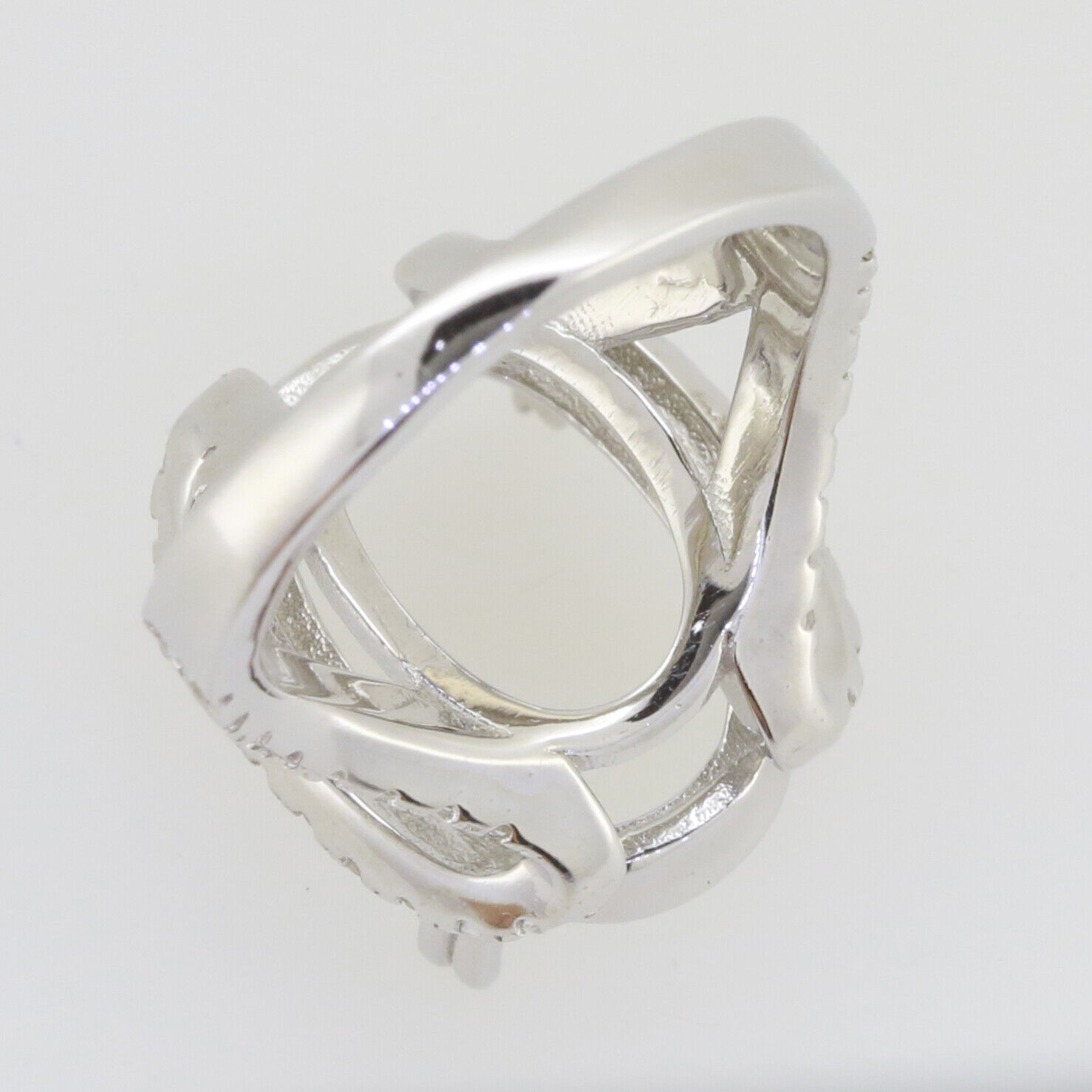 Sterling Silver Semi Mount Ring Setting Oval OV 18x13mm Split Shank