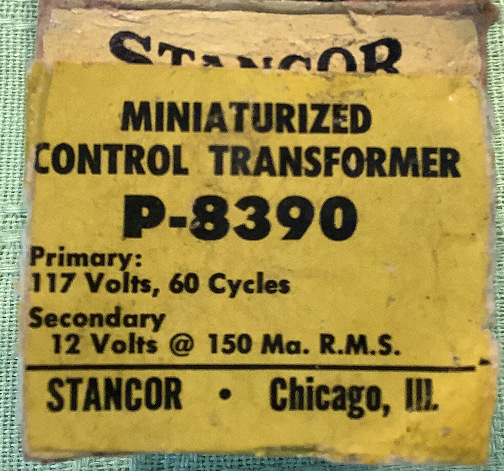 Stancor P-8390 NOS Mini Control Transf. 12v 150ma Output 117v Input