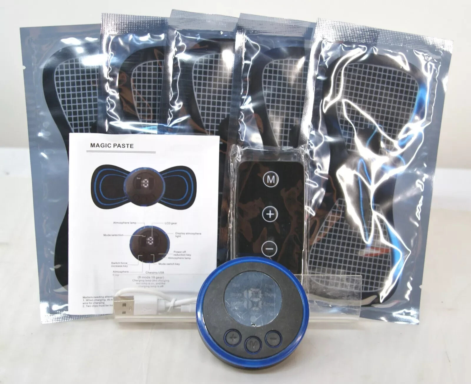 LazyTech EMS Electrical Muscle Stimulator 8 Modes 5 Pads Remote