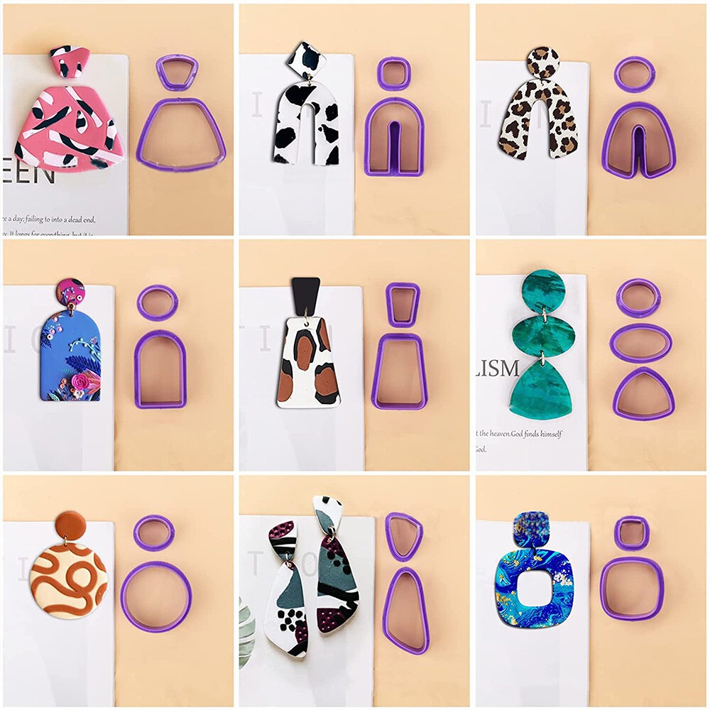 18 PCS Plastic Clay Soft Pottery Polymer Cutter Mould Making Earring Pottery Set