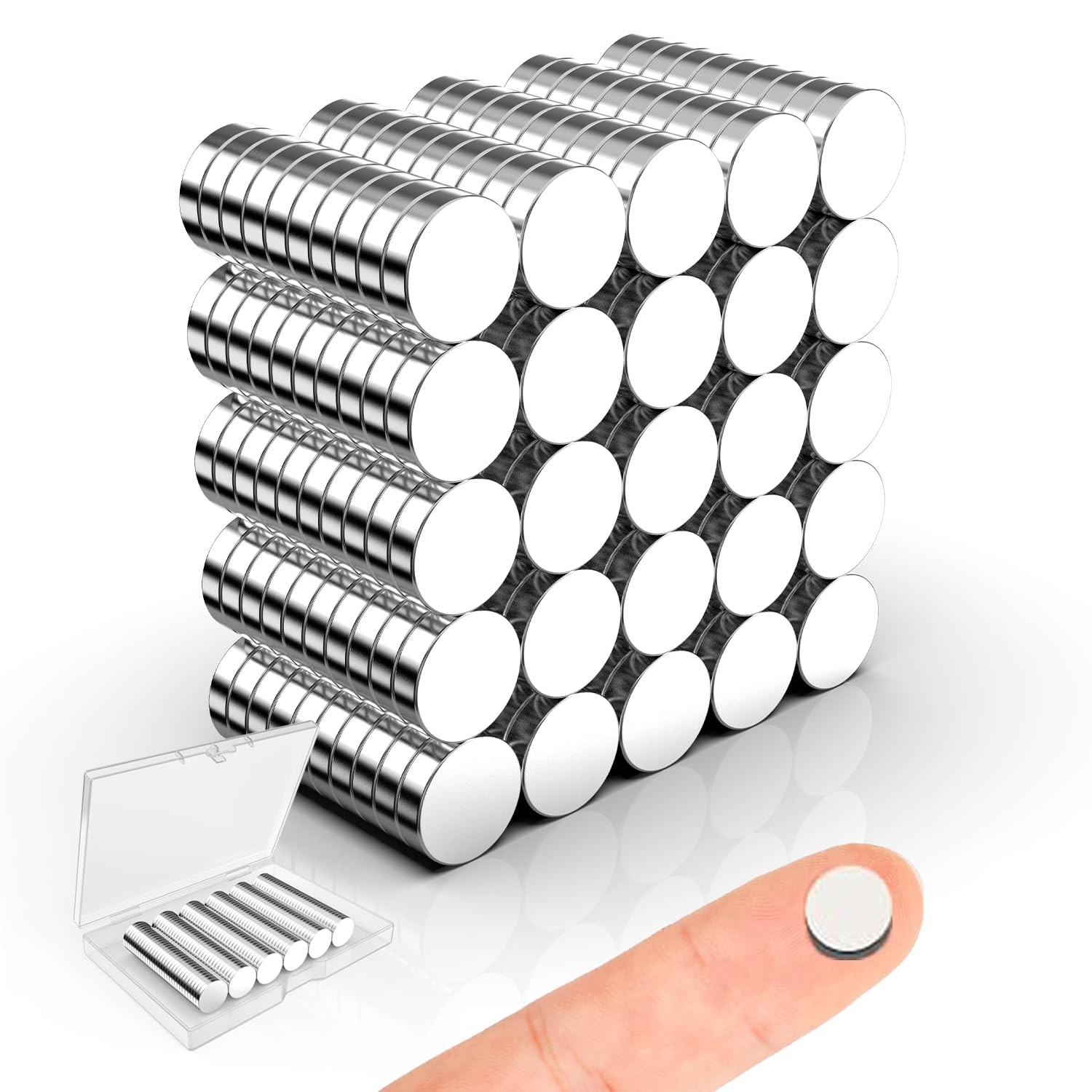 Refrigerator Magnets, Caturledas 250 Pack 8x2mm Small Round 8x2mm, Silver
