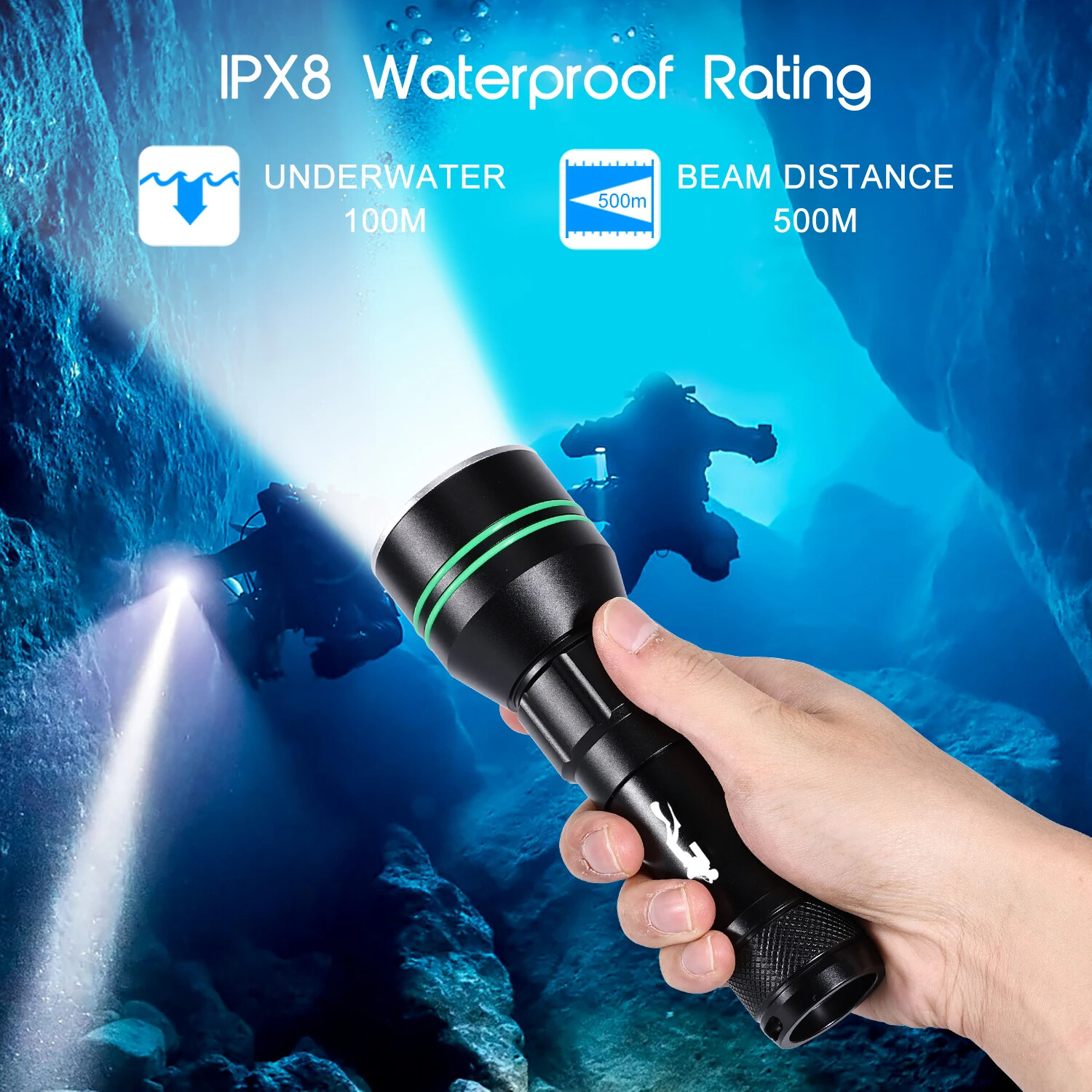 Diving Flashlight 5000lm Professional Dive Light IPX8 Underwater Torch Light