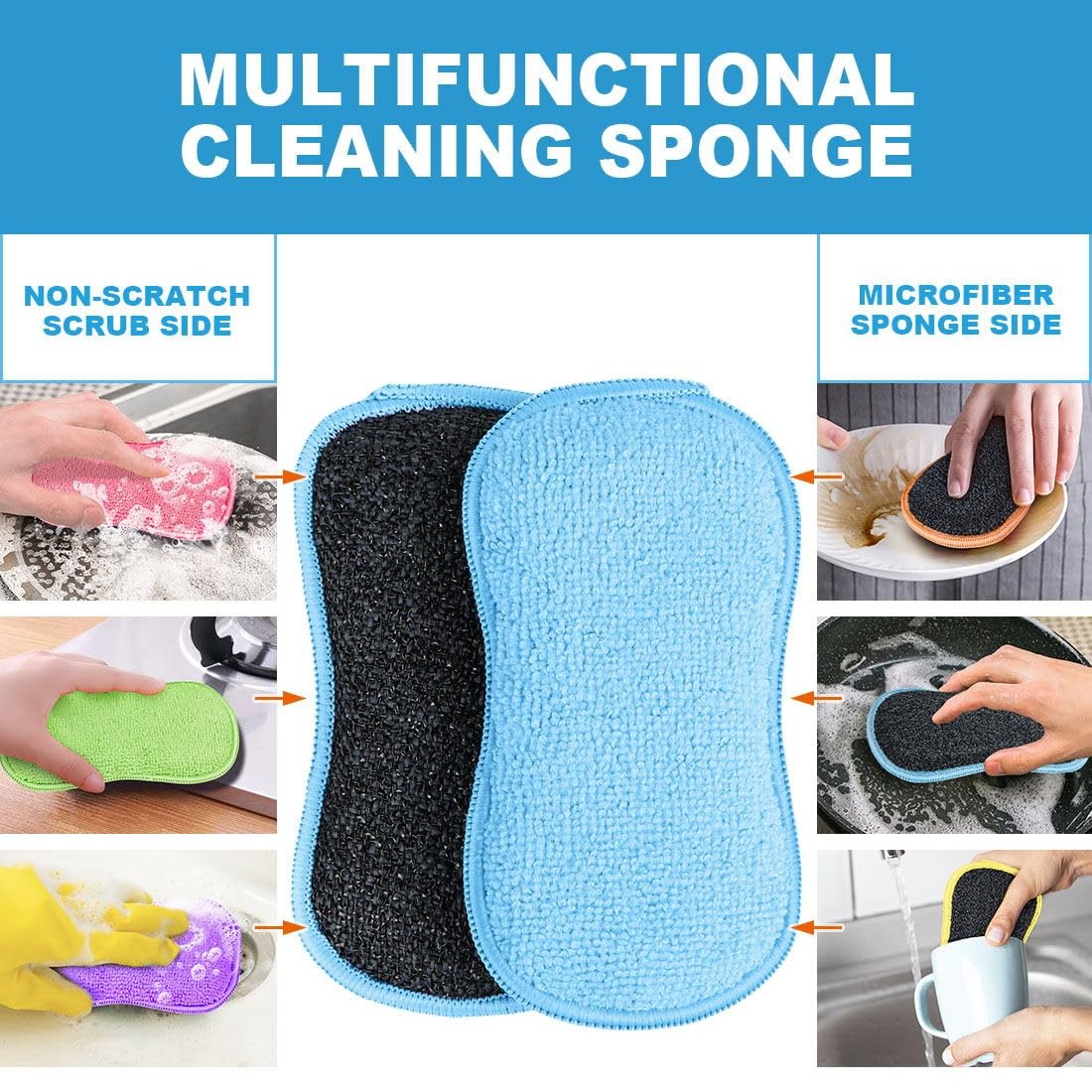 HOMEXCEL 6 Pack Multi-Purpose Scrub Sponges Kitchen, Dish Sponge, Multicolor