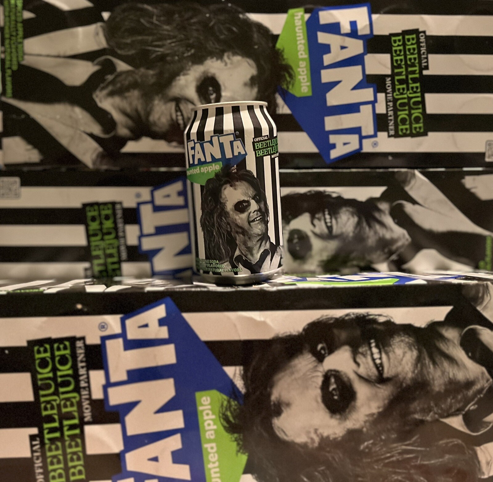 NEW LIMITED EDITION BEETLEJUICE MOVIE HAUNTED APPLE FANTA SODA CAN 12 FLOZ