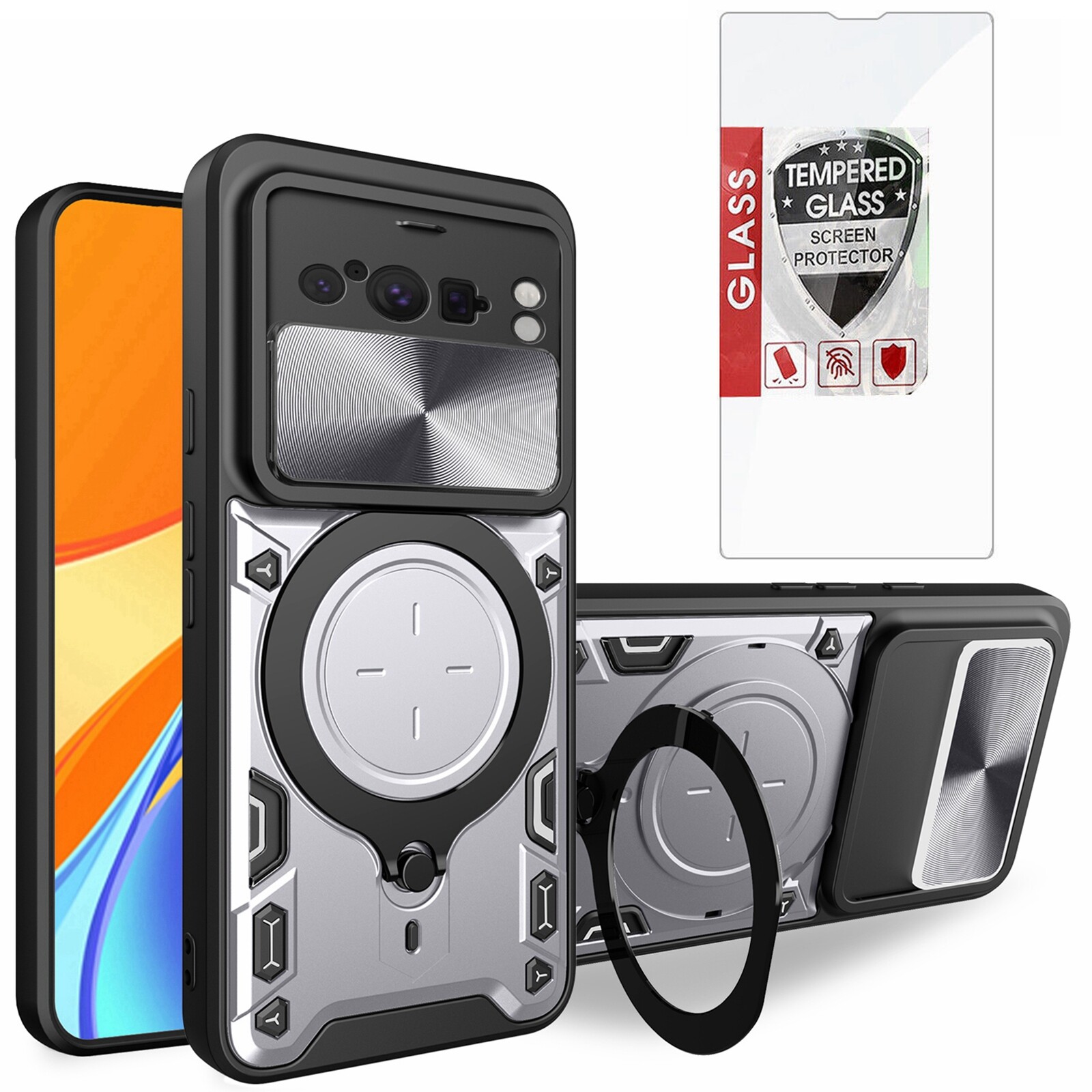 For Google Pixel 8 8 Pro Rugged Shockproof Phone Case Cover Screen Protector