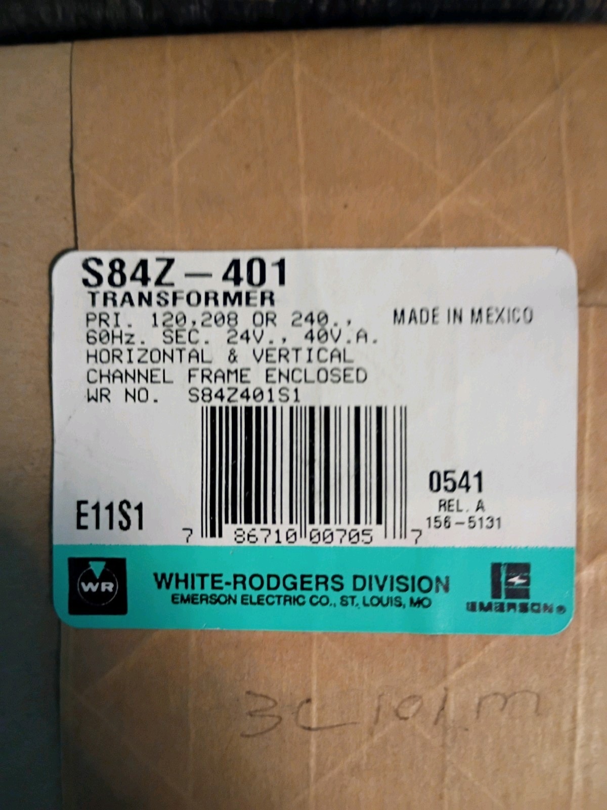 S84Z-401 TRANSFORMER WHITE-RODGERS NEW IN BOX UNOPENED