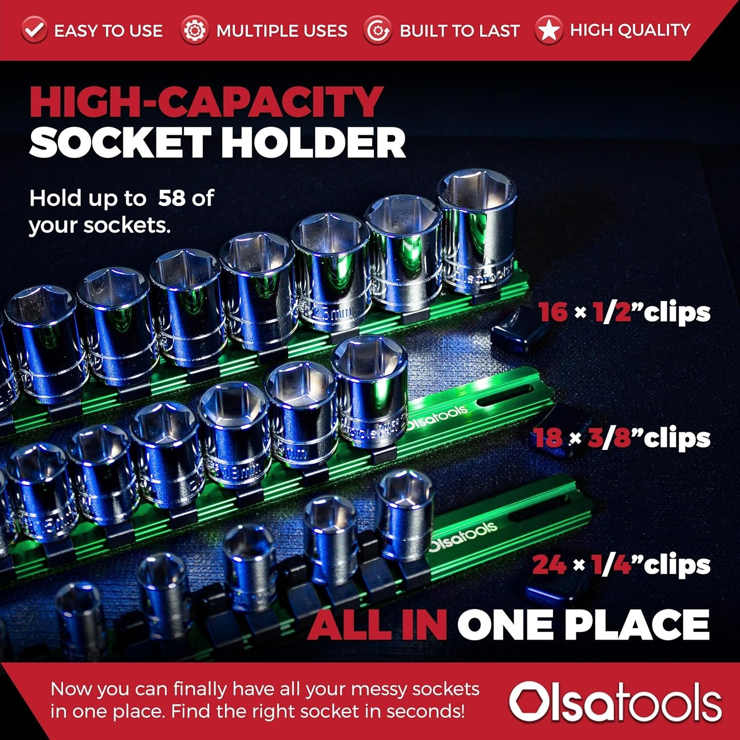 Professional Grade Socket Holder Kit - Green
