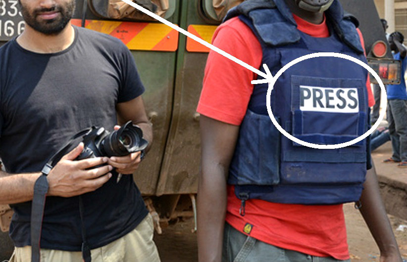 NEWS PRESS MEDIA TV vêlkrö 11" blue-on-white PATCH for BULLETPROOF JACKET VEST