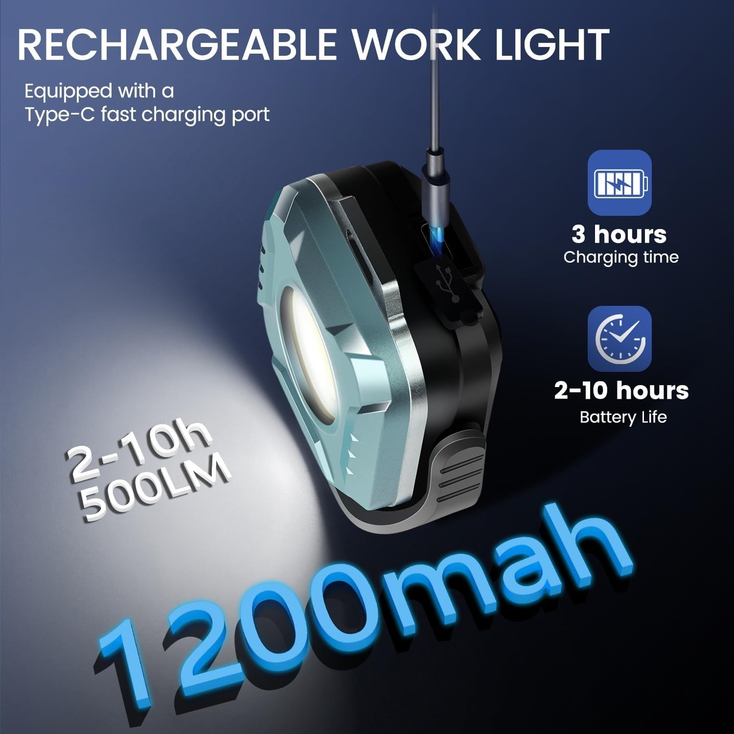 Portable Magnetic LED Work Light with Multi-Angle Base - 500 Lumens Performance