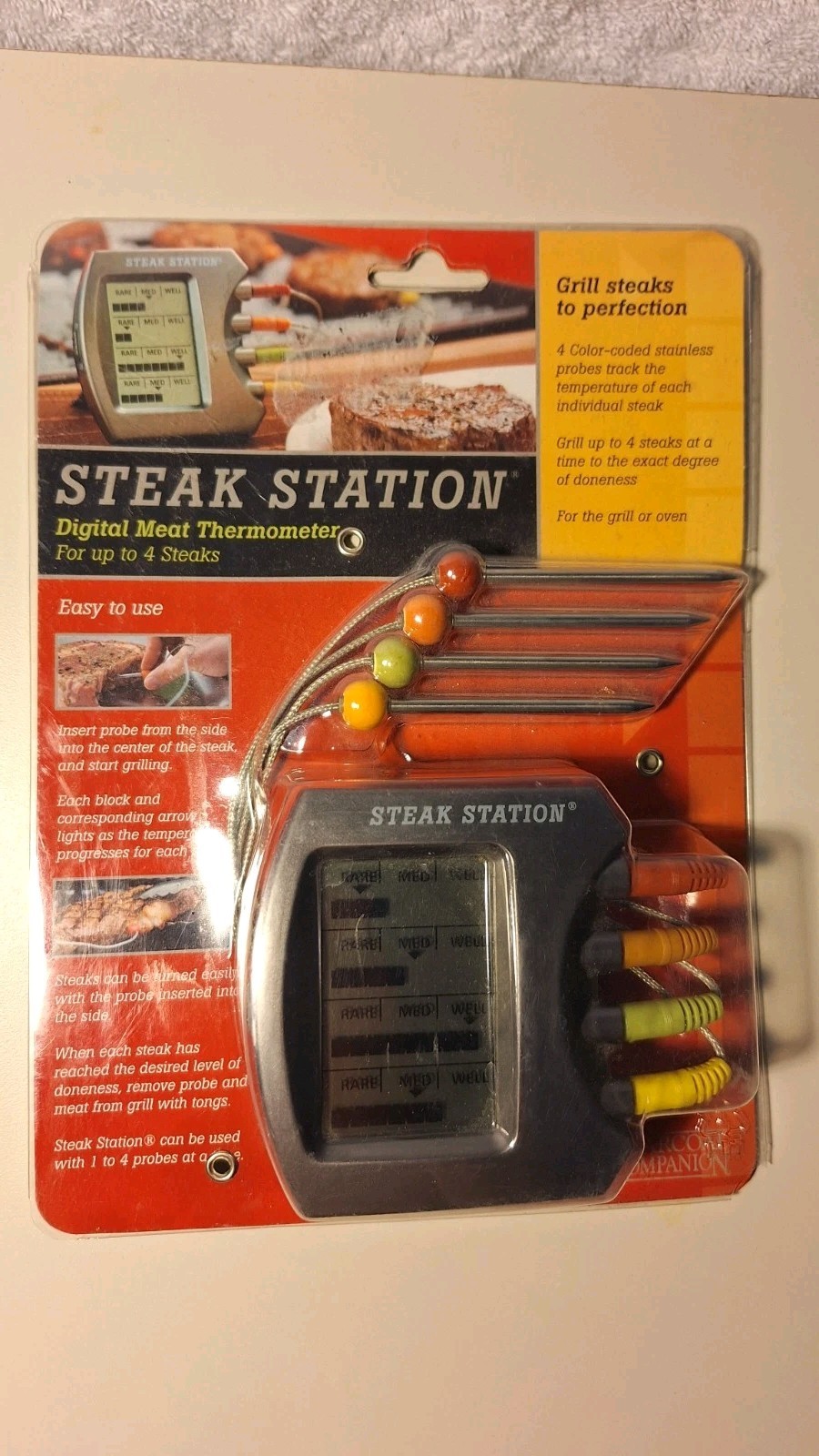 NEW Steak Station Digital Meat Thermometer By Charcoal Companion For 4 Steaks
