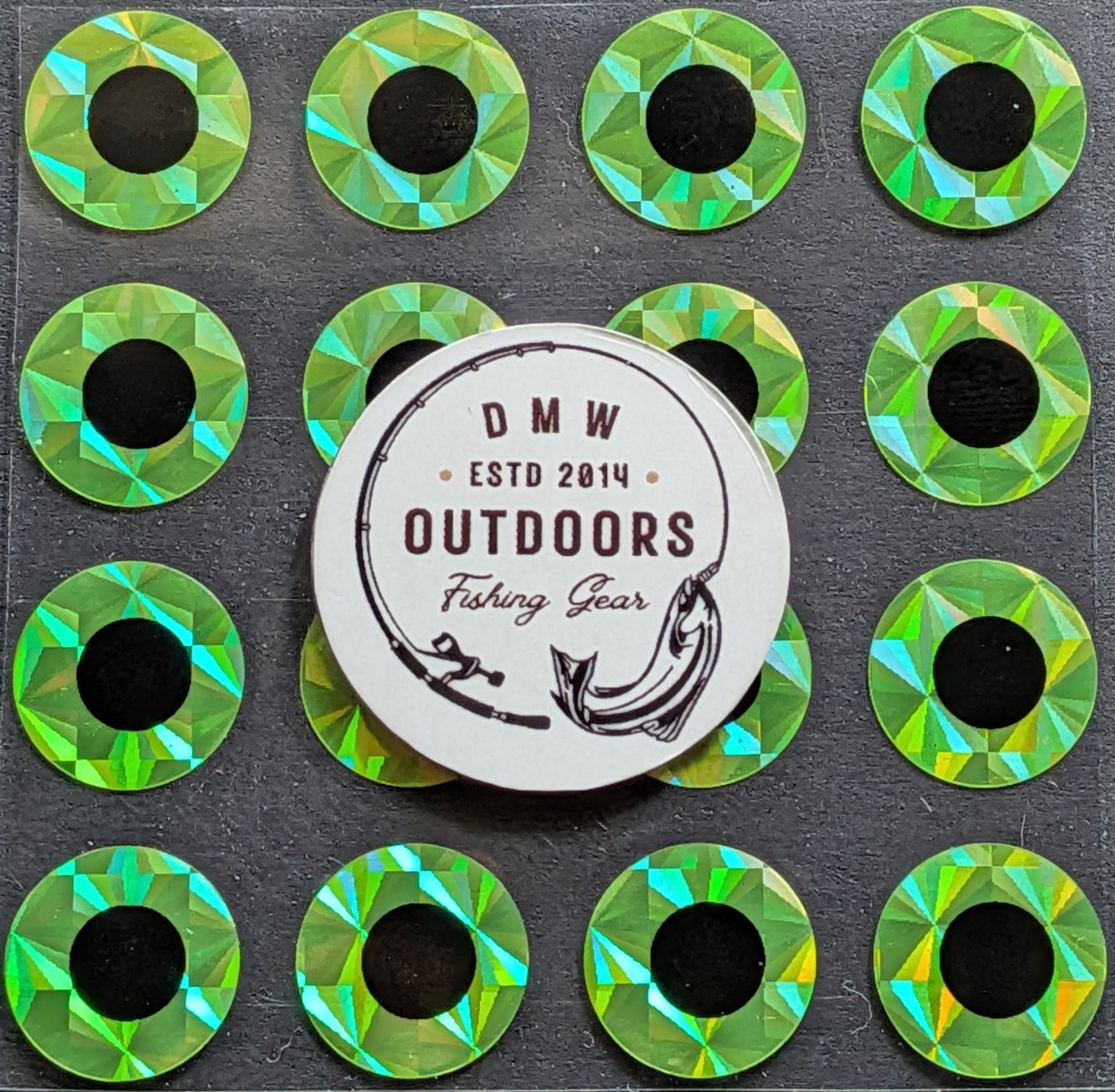 Flat Fish Eyes-Holographic CHARTREUSE-12mm-64/pk-Fly Tying-Lures-Jigs-Crafts