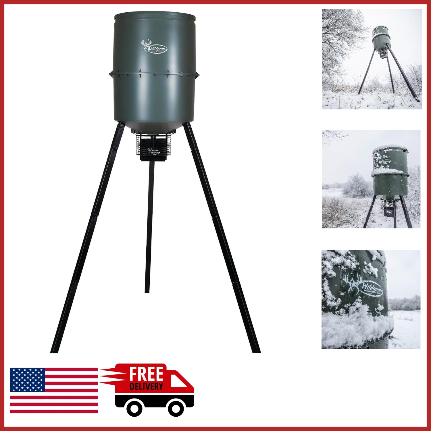 Hunting Game Feeder 270lb Capacity with Digital Timer and Varmint Protection