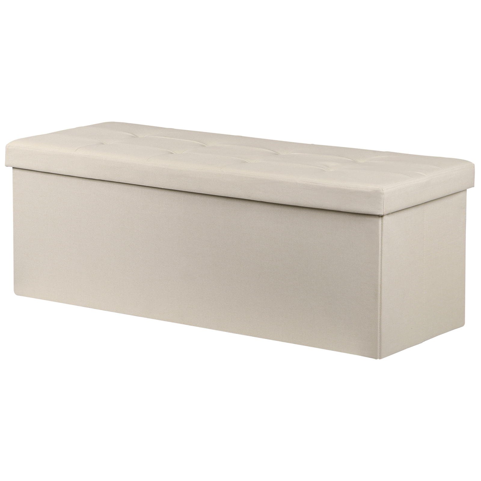 Beige Storage Bench Folding Footrest Stool Toy Chest for Living Room 18lbs 43"