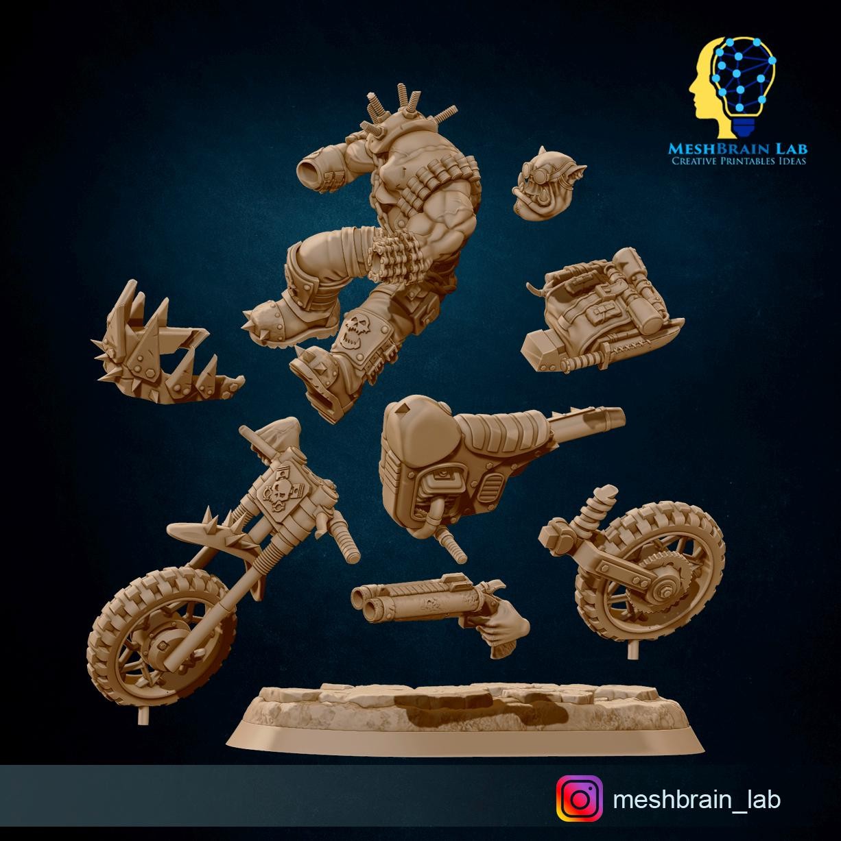 3D Printed Wasteland Biker Orks by Meshbrain Labs