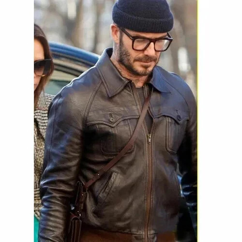 David Beckham Stylish Paris France Leather Jacket