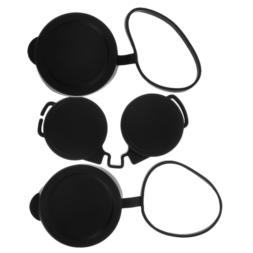 3Pcs Durable Rubber Lens Caps Waterproof Protection for Binoculars Black