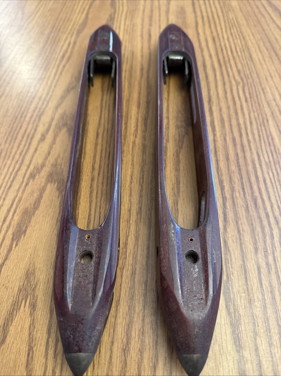 Set Of Two Draper Tru-Mold Vintage 16" Wooden Weaving Loom Boat Shuttles