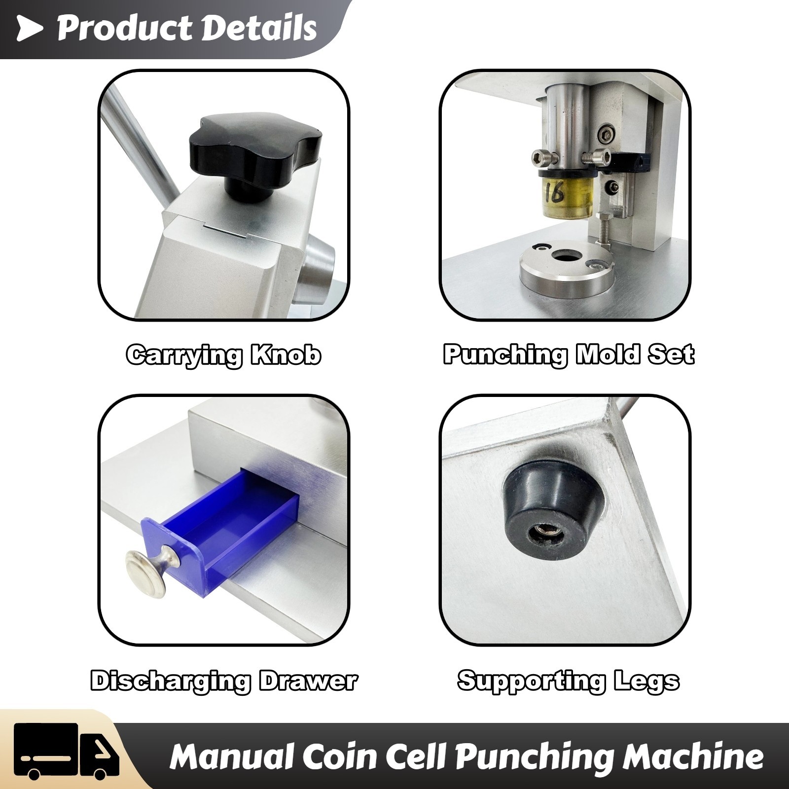 Manual Button Battery Positive ＆ Negative Electrode Pieces Punching Machine