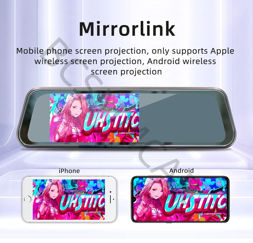 Car Mirror Dash Cam Recorder Reverse Rear View Parking System For Apple CarPlay