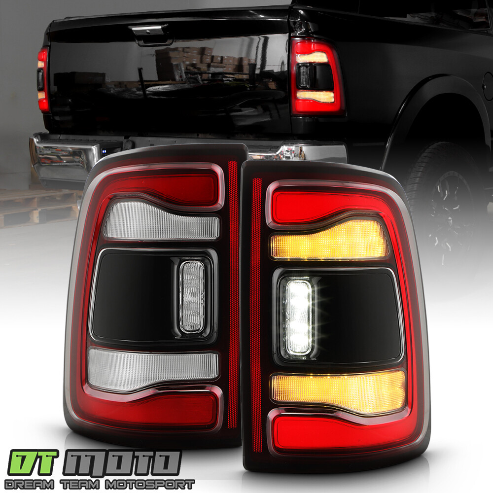 For 2019-2024 Ram 2500 3500 Black Bezel LED w/o Blind Spot Tail Lights Lamps Set