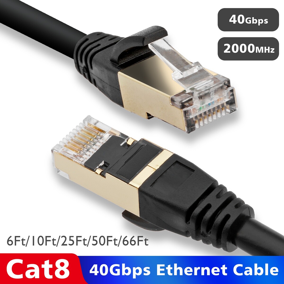 Cat 8 SFTP RJ45 Ethernet Cable Fast Gaming Cord for PS5/PS4, Xbox, Modem, Router