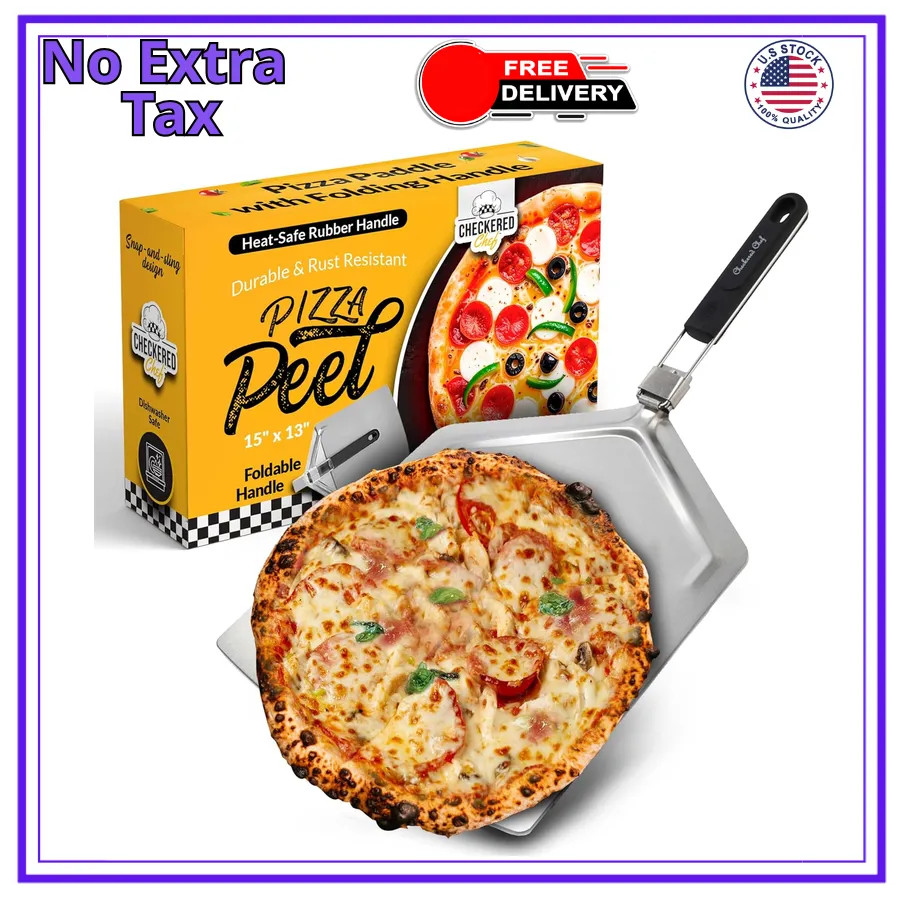 13x15 Inch Foldable Stainless Steel Pizza Peel with Folding Handle