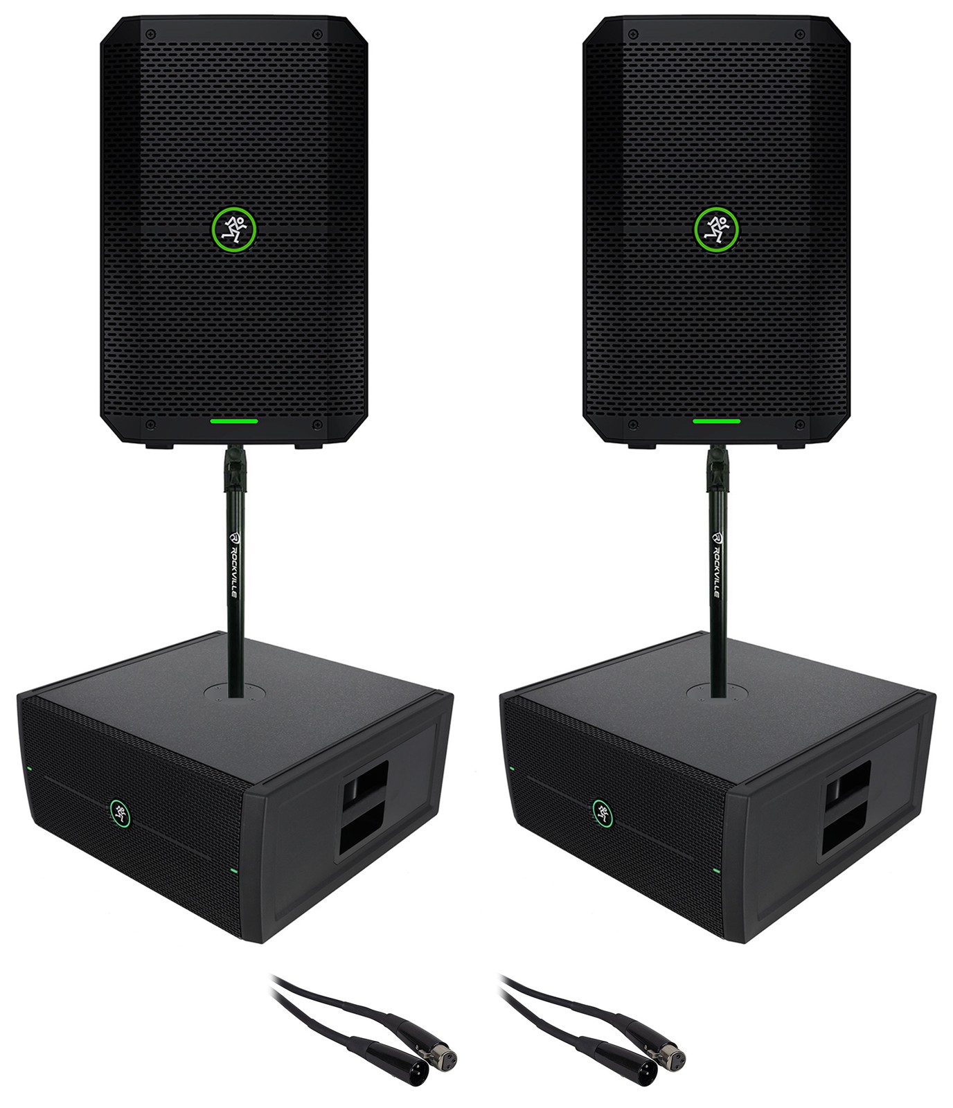 Mackie Thump Go Package 2) Thump GO 8" Portable Rechargeable DJ PA Speakers+Subs