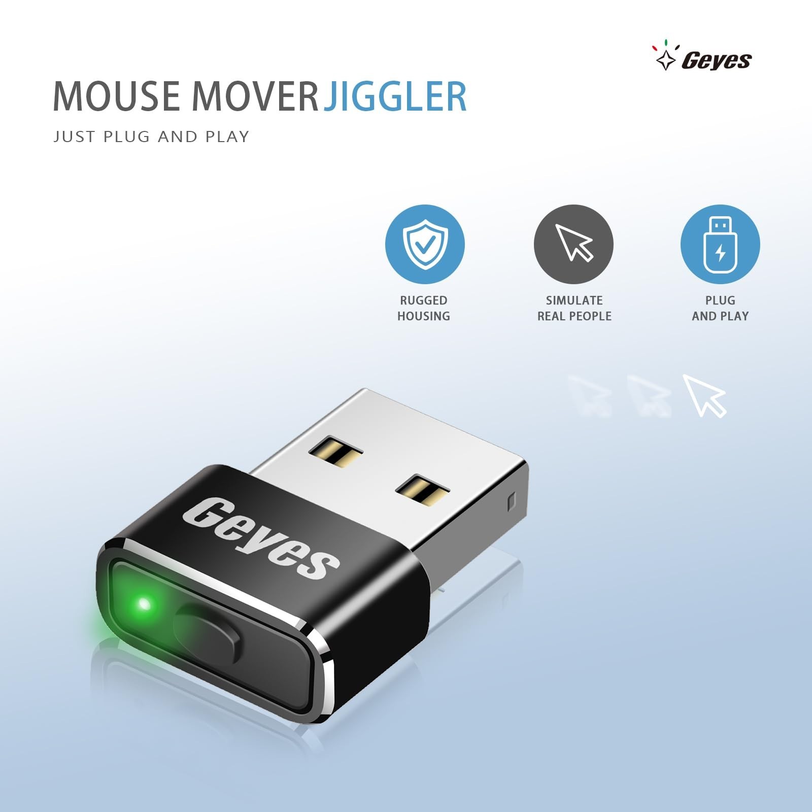 Geyes USB Mouse Jiggler, Undetectable Mouse Mover Device Has Two Swing Modes ...