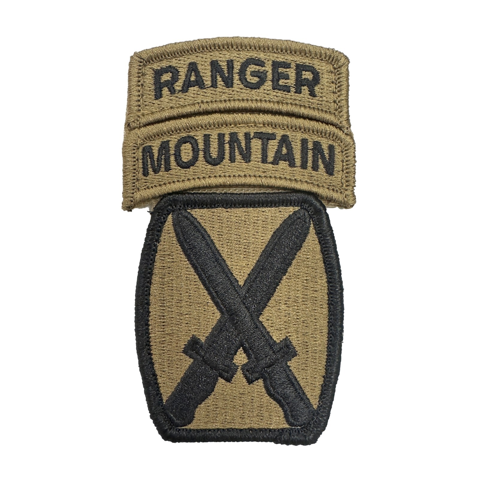 10th Mountain OCP Patch W/MTN & Ranger Tab Sewn Together w/ Hook Fastener (EA)
