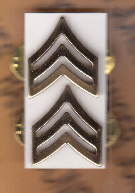 US ARMY Enlisted E-5 SERGEANT SGT rank badge set pair C/b clutchback