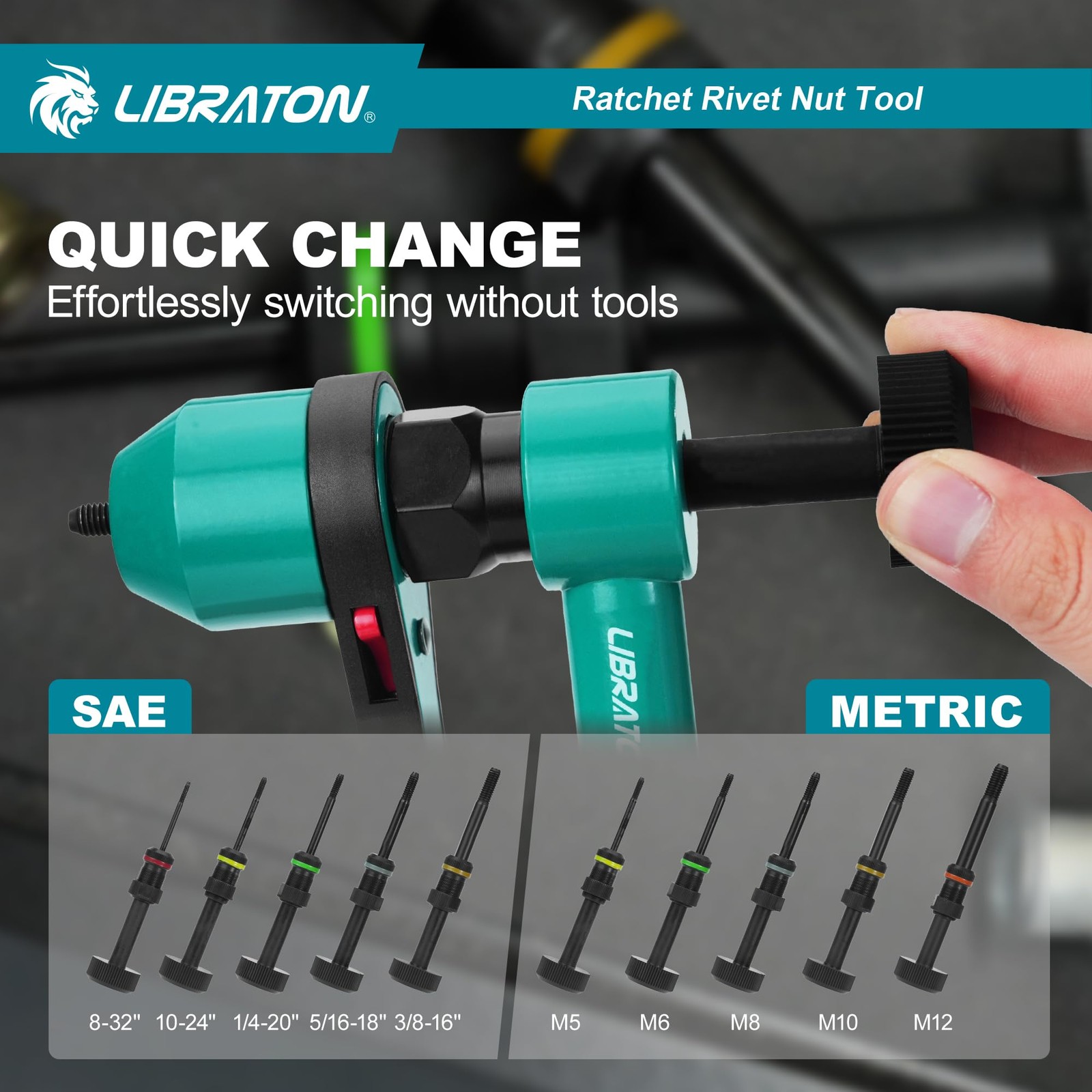 LIBRATON Rivet Nut Tool, Rivnut Tool, Professional Ratchet Nutsert Tool Kit, Nut