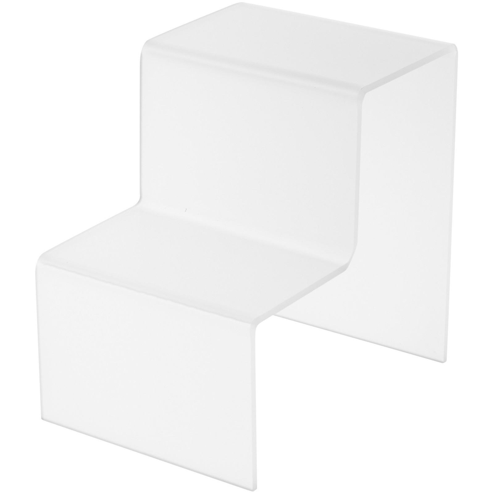 Plymor Frosted Acrylic 2-Step Solid Back Display Stairs 8.25" H x 6" W x 8.75" D