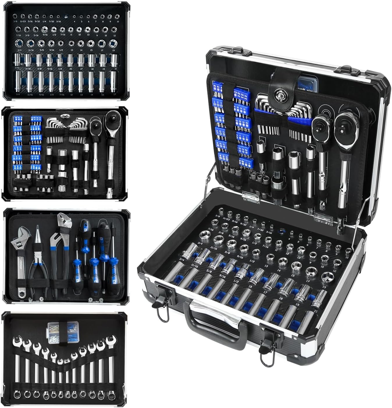 Mechanic Tool Set, 240-Pieces Universal Household Auto Repair Tool Kit with