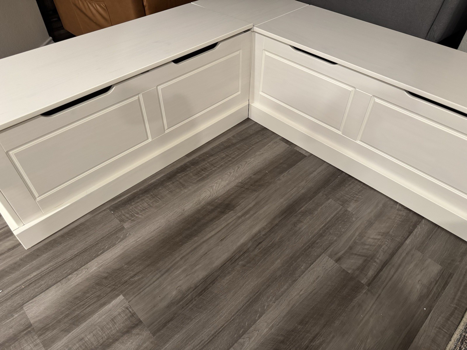 White Wood Corner Storage Bench with Lift-Top, Cabinet,45.2”W x 11.1”D x 15.2”H