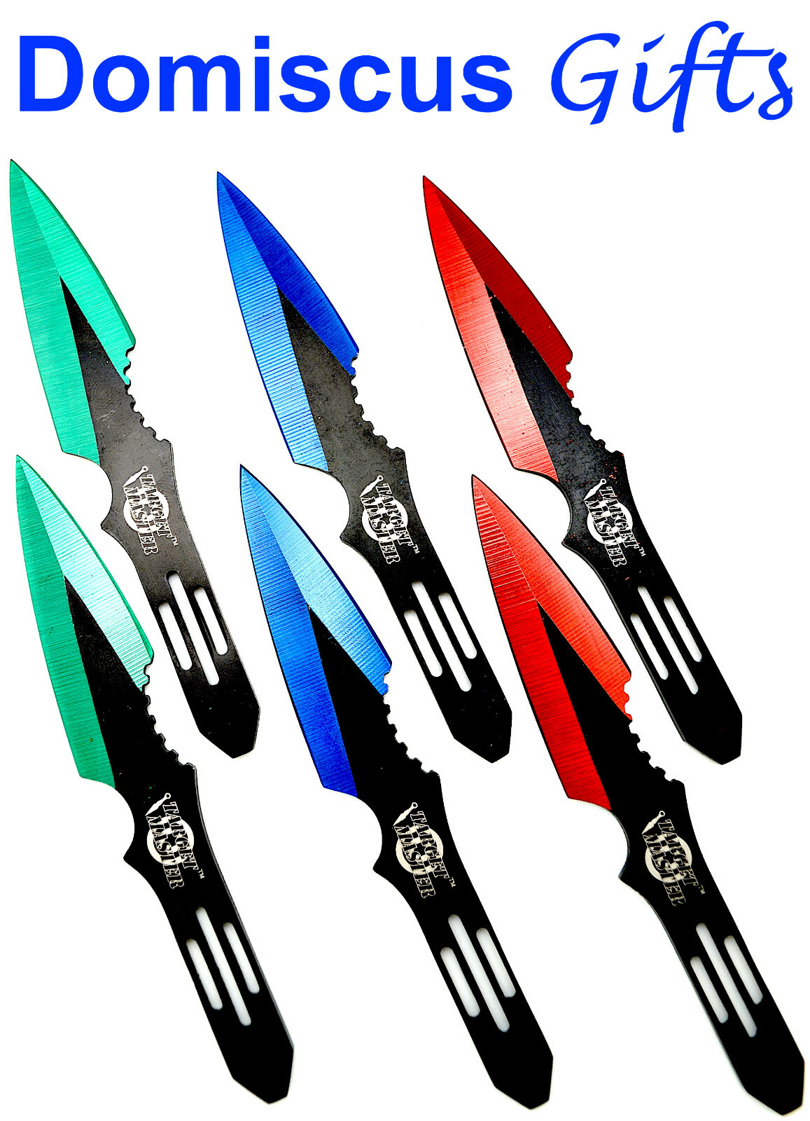 5 1/2" NEW! TARGET MASTER 6 Pc Multi-Color THROWING KNIVES Throw Knife FREE SHIP