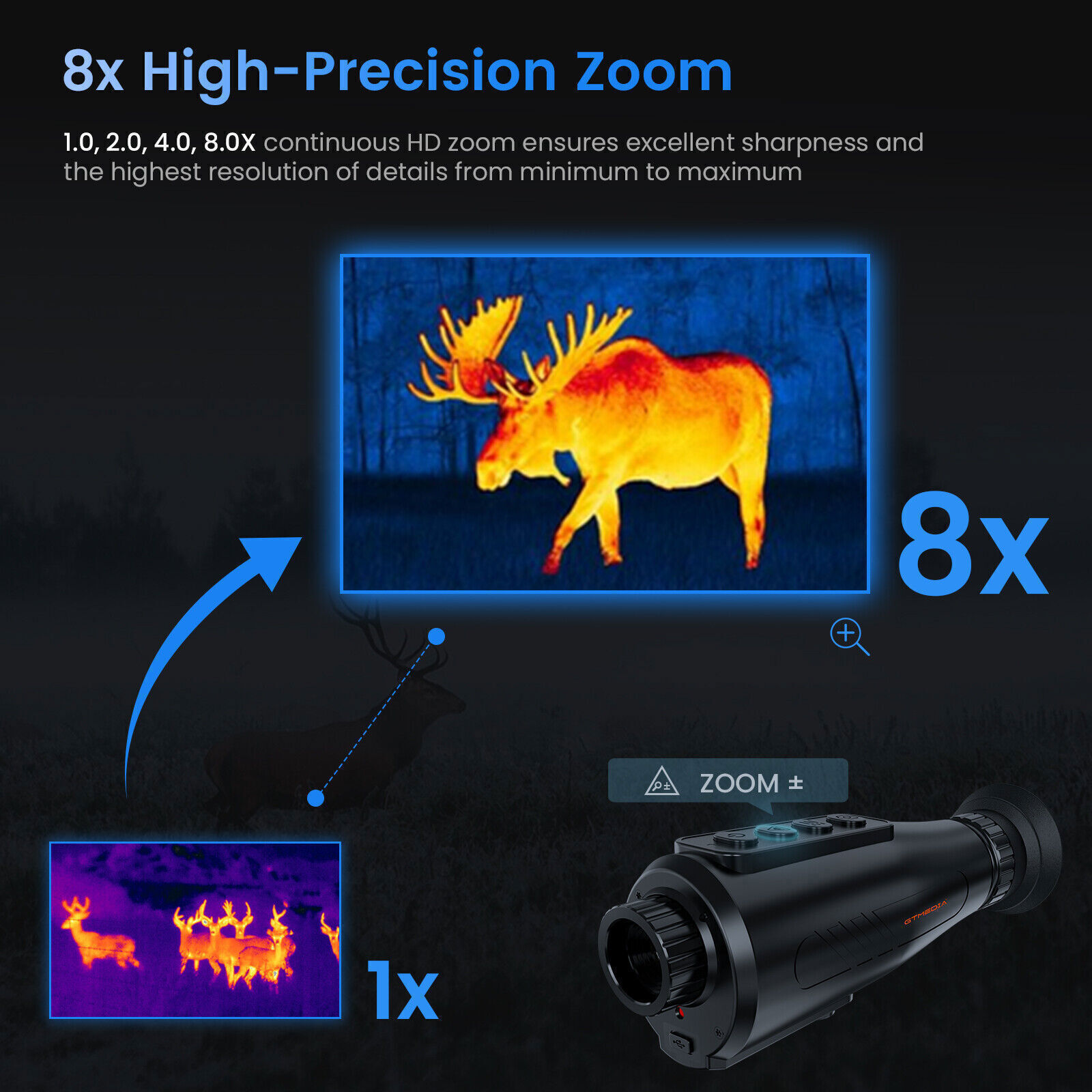 Thermal Monocular AI 384x288 Thermal Imaging Monocular 12um 15mm 60Hz WiFi 5Mode