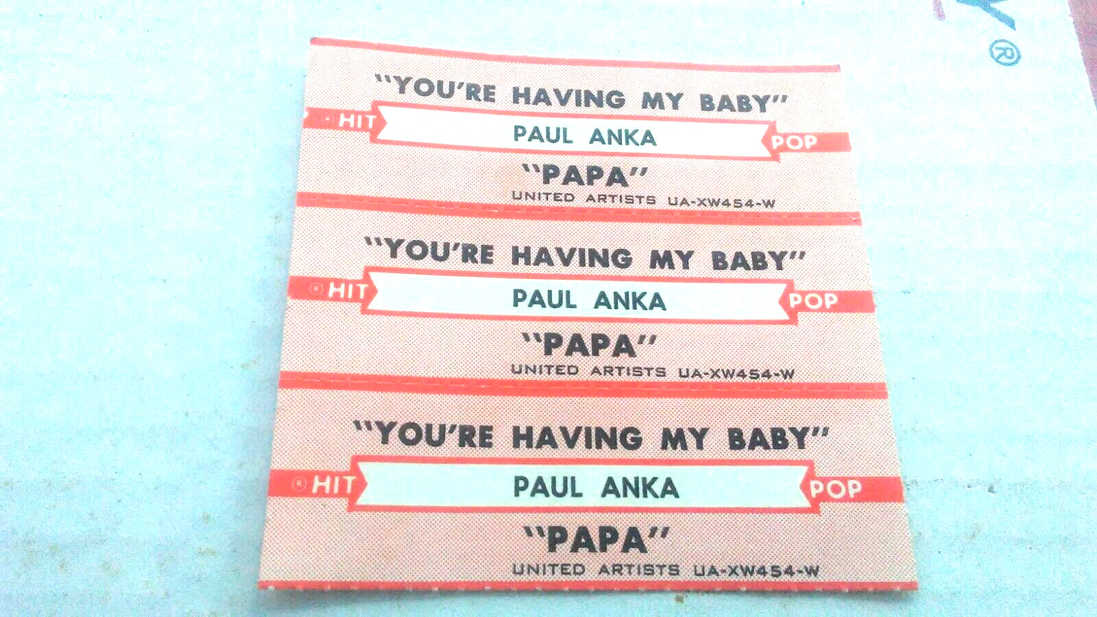 NOS JUKEBOX TITLE STRIP-PAUL ANKA You're Having My Baby/Papa-L@@K!
