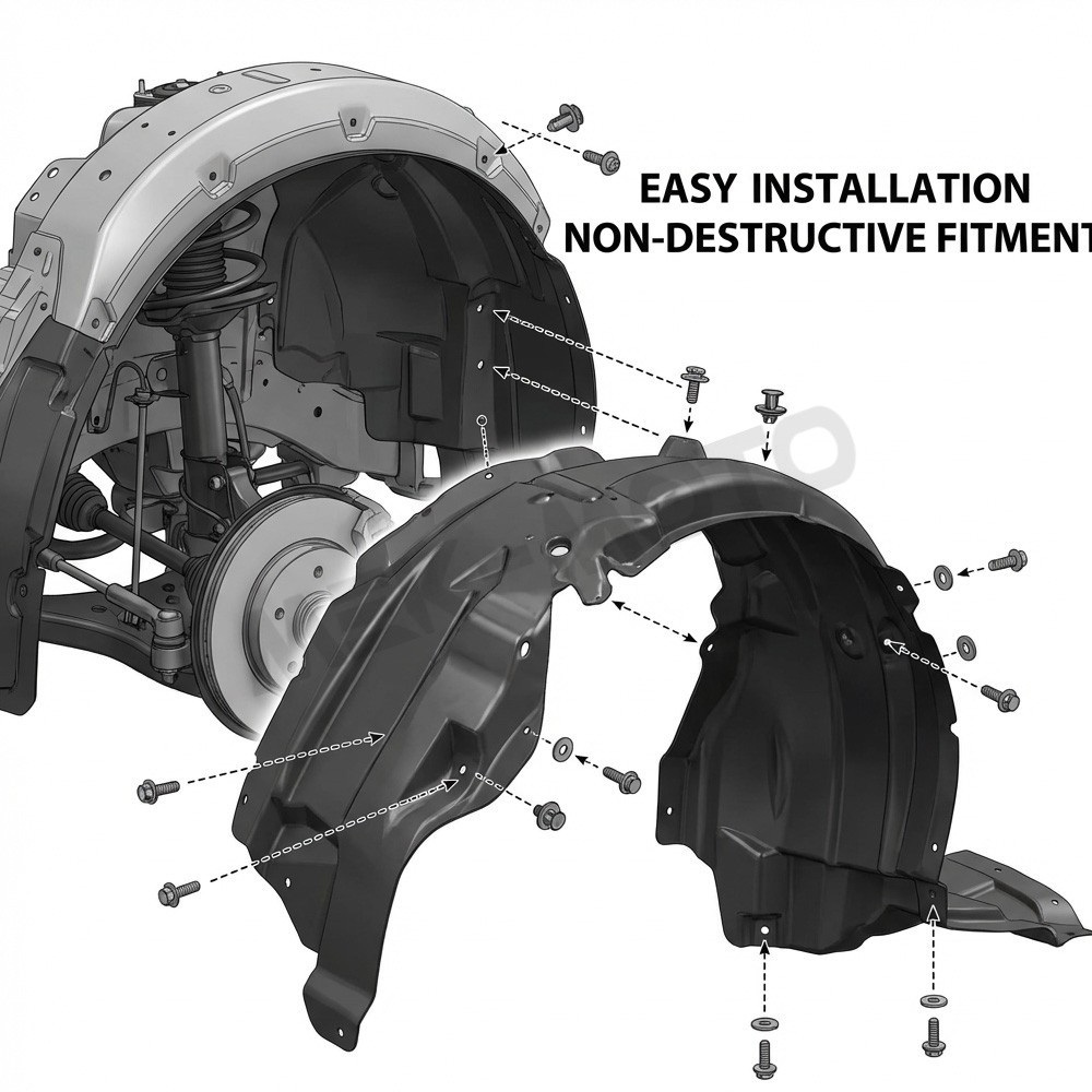 Driver Passenger Side Fender Liner Set For 2008-2014 Dodge Challenger