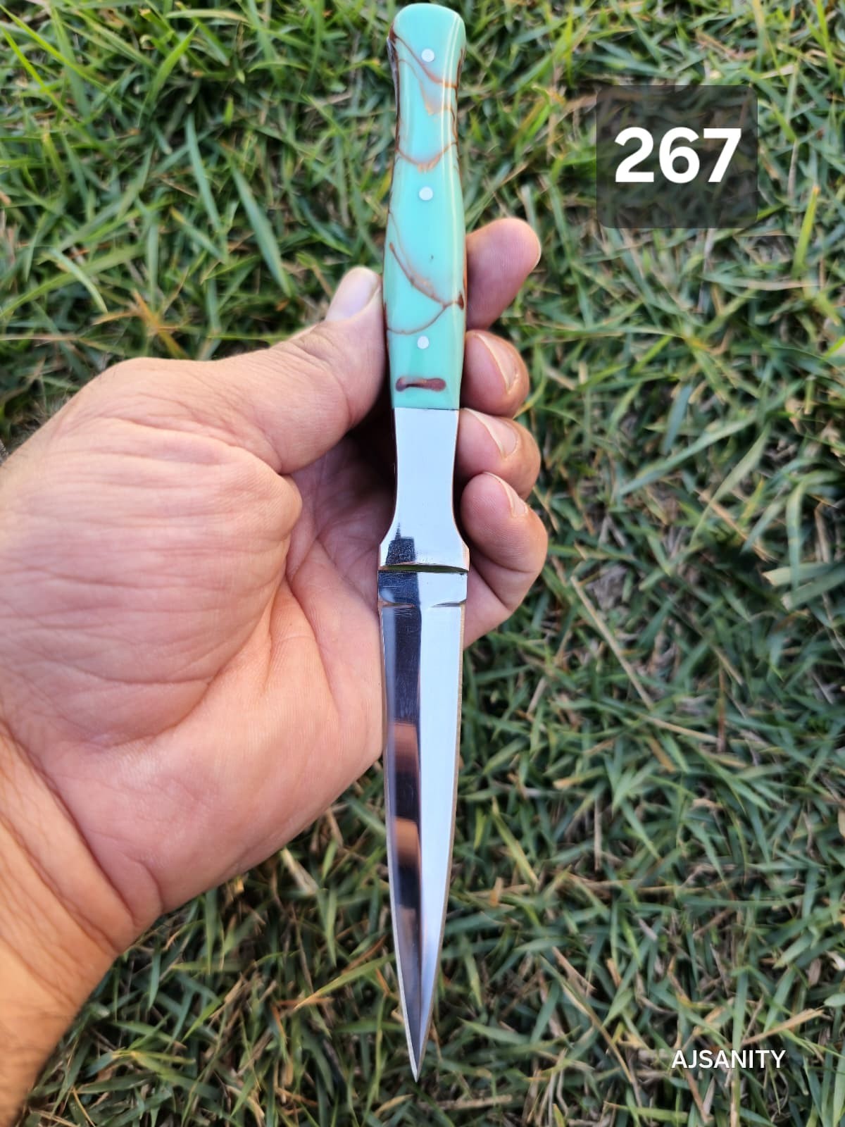 Handmade Forged Steel Double Edge Dagger Hunting Knife -Throwing