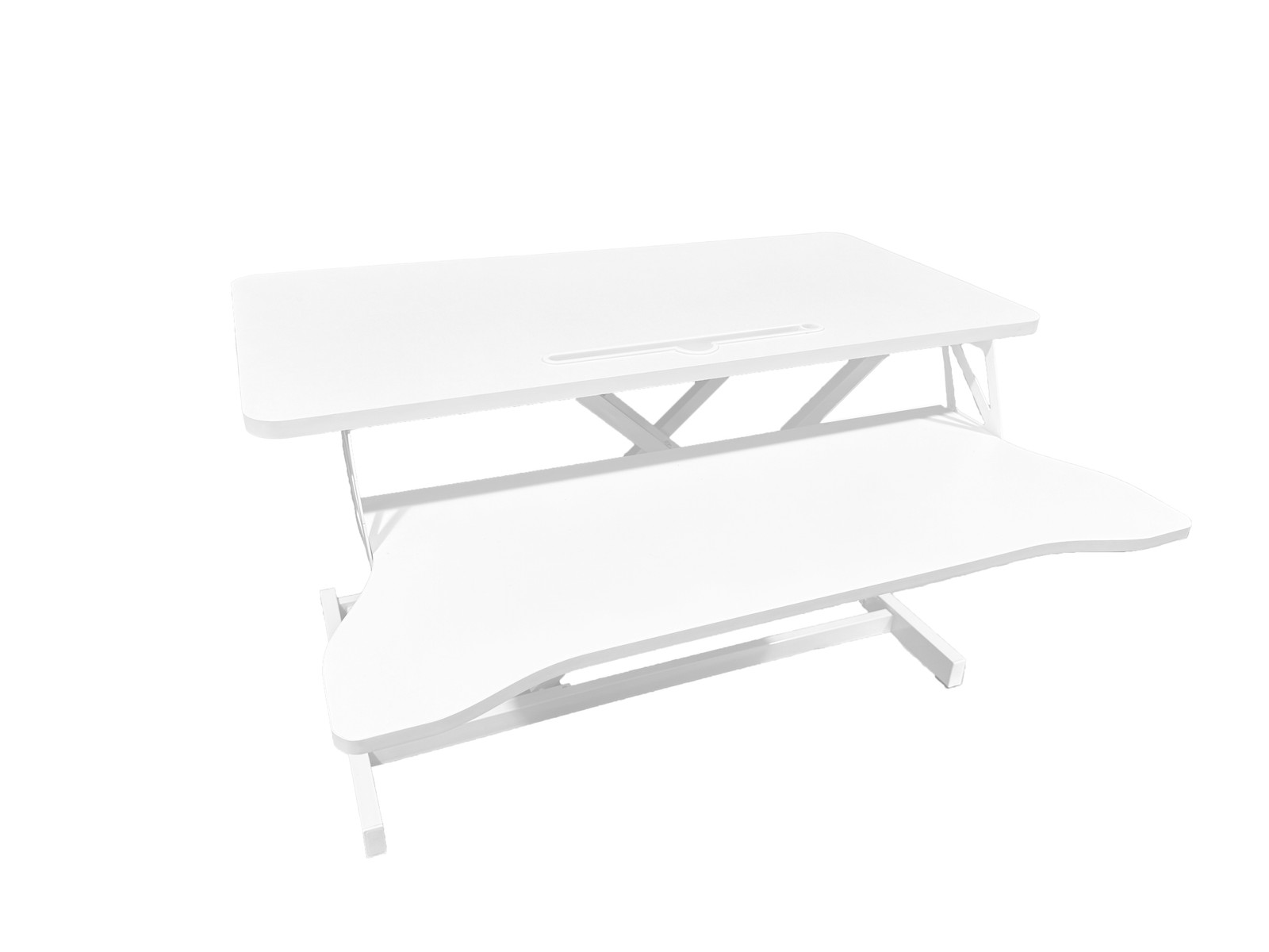 32 Inch Height Adjustable Computer Desk w/ Wide Keyboard Tray, WHITE