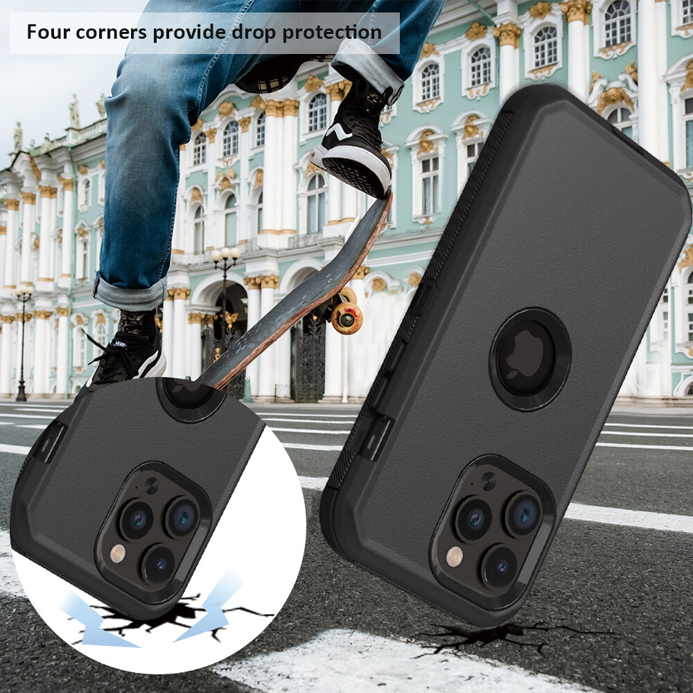 For iPhone 15 Pro Max 15 Case Shockproof Cover+Tempered Glass Screen Protector