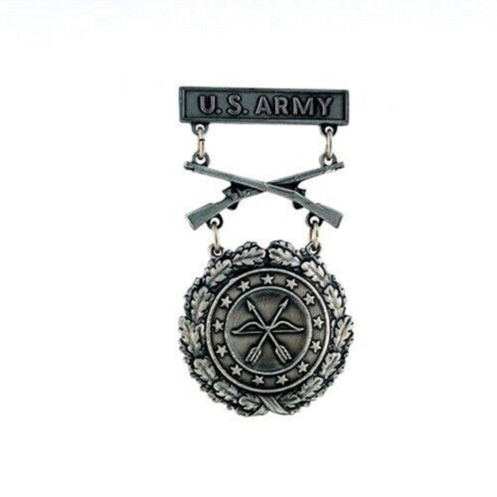ARMY EXCELLENCE IN COMPETITION SILVER RIFLE  USA MADE MILITARY BADGE