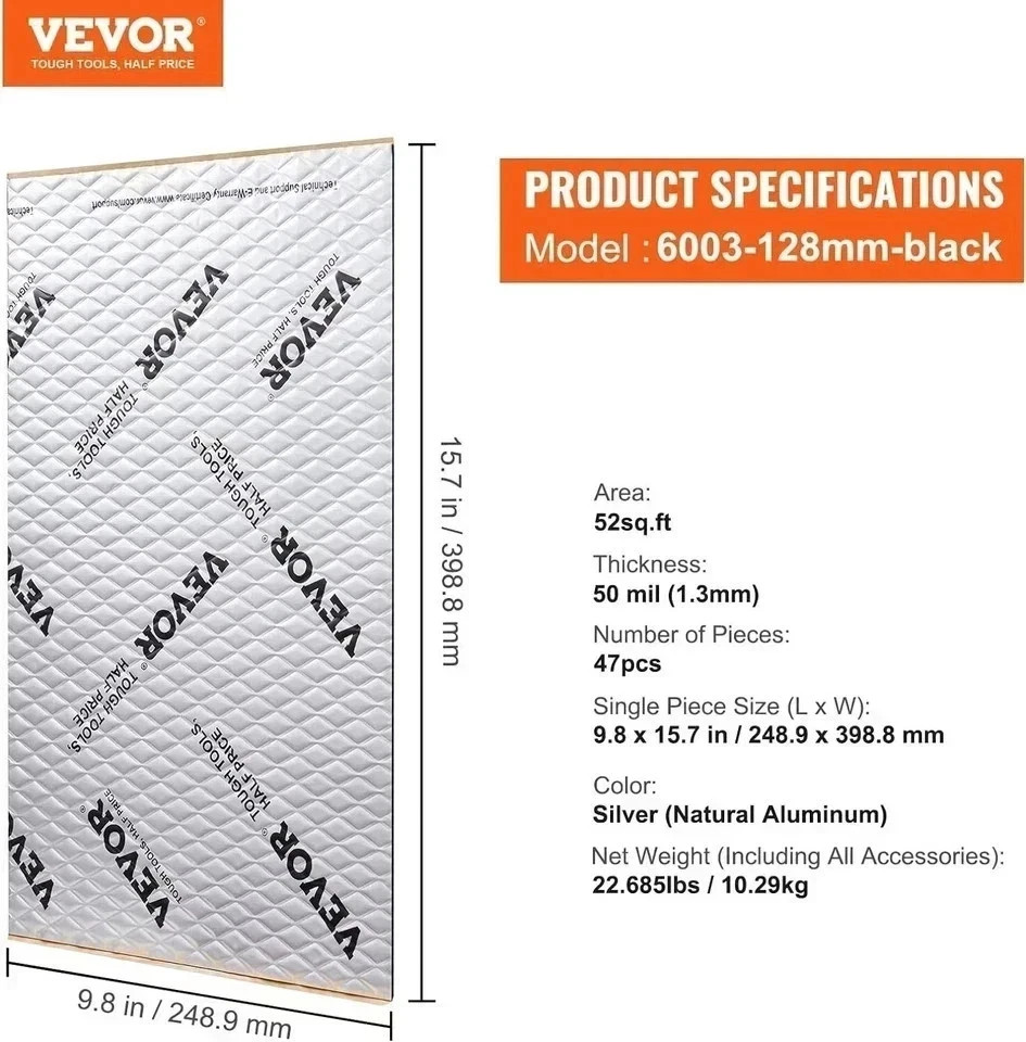 52 SqFt Car Sound Deadener Mat Proofing Thick Insulation Material Dynamat Noise