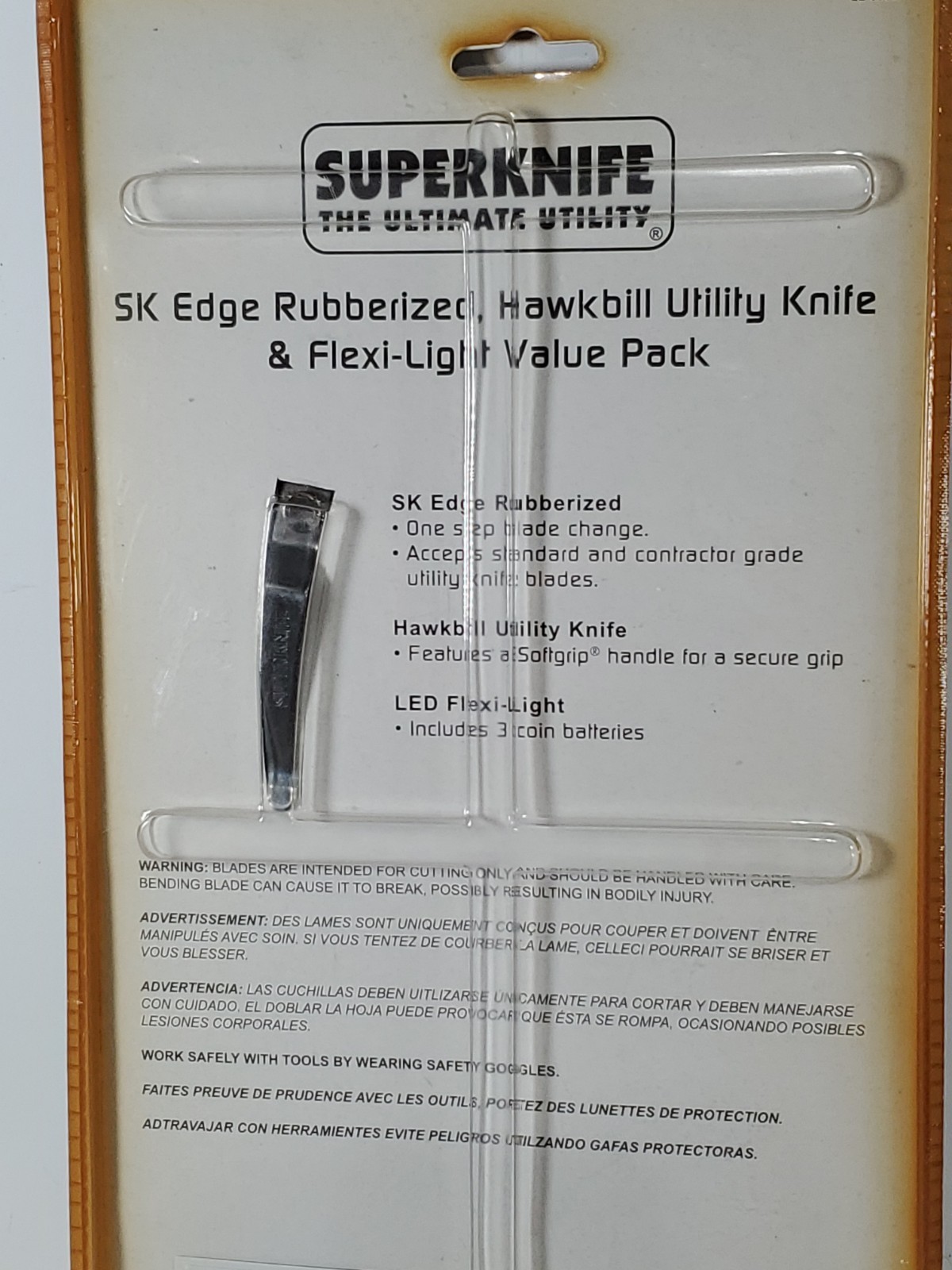 SK Edge Rubberized Hawkbill Utility & Flexi-Light Flashlight Value Pack NOS READ