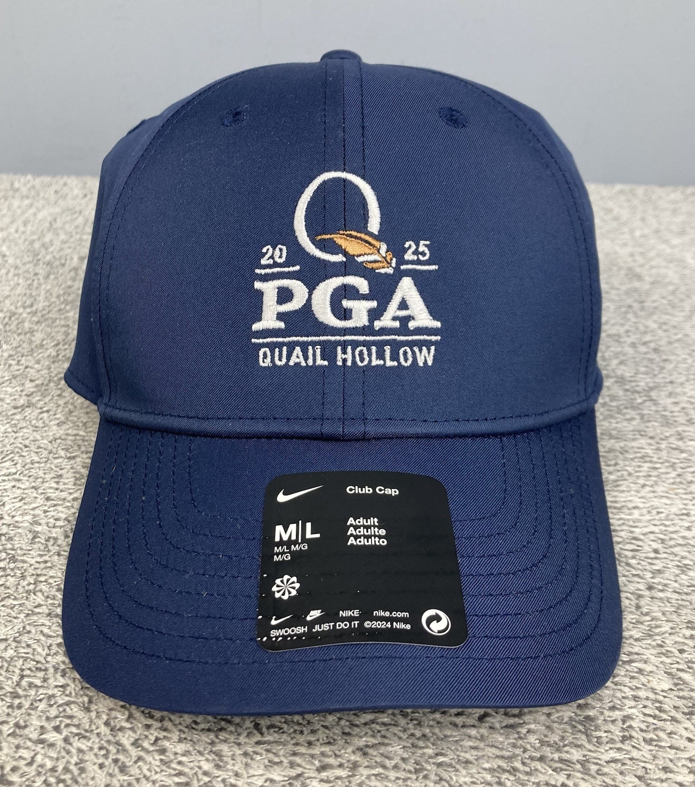 Nike 2025 Quail Hollow PGA Championship Golf Club Hat Dri-Fit Strapback Navy M/L