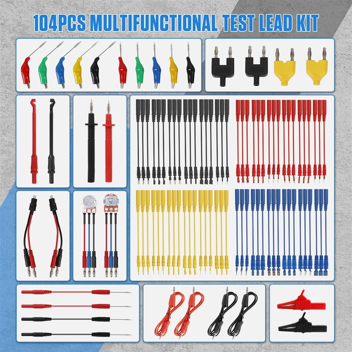 Multimeter Test Leads Kit 104PCS Multimeter Leads Kit Multi Function Electric...