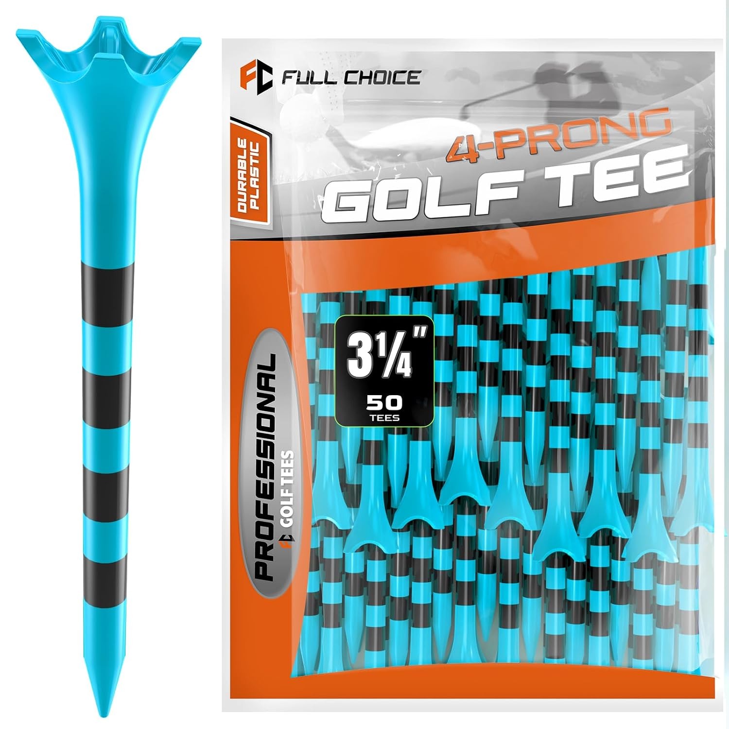 100 Blue Durable Plastic Golf Tees Set 3-1/4" & 2-3/4" Pack of 100 Golf Tees