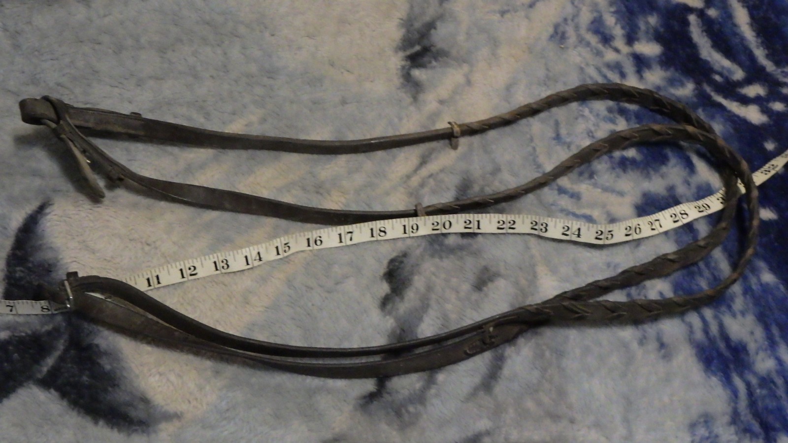 Vintage Horse Tack Leather Roping Split Barrel Reins Braided Brown Hook Latch
