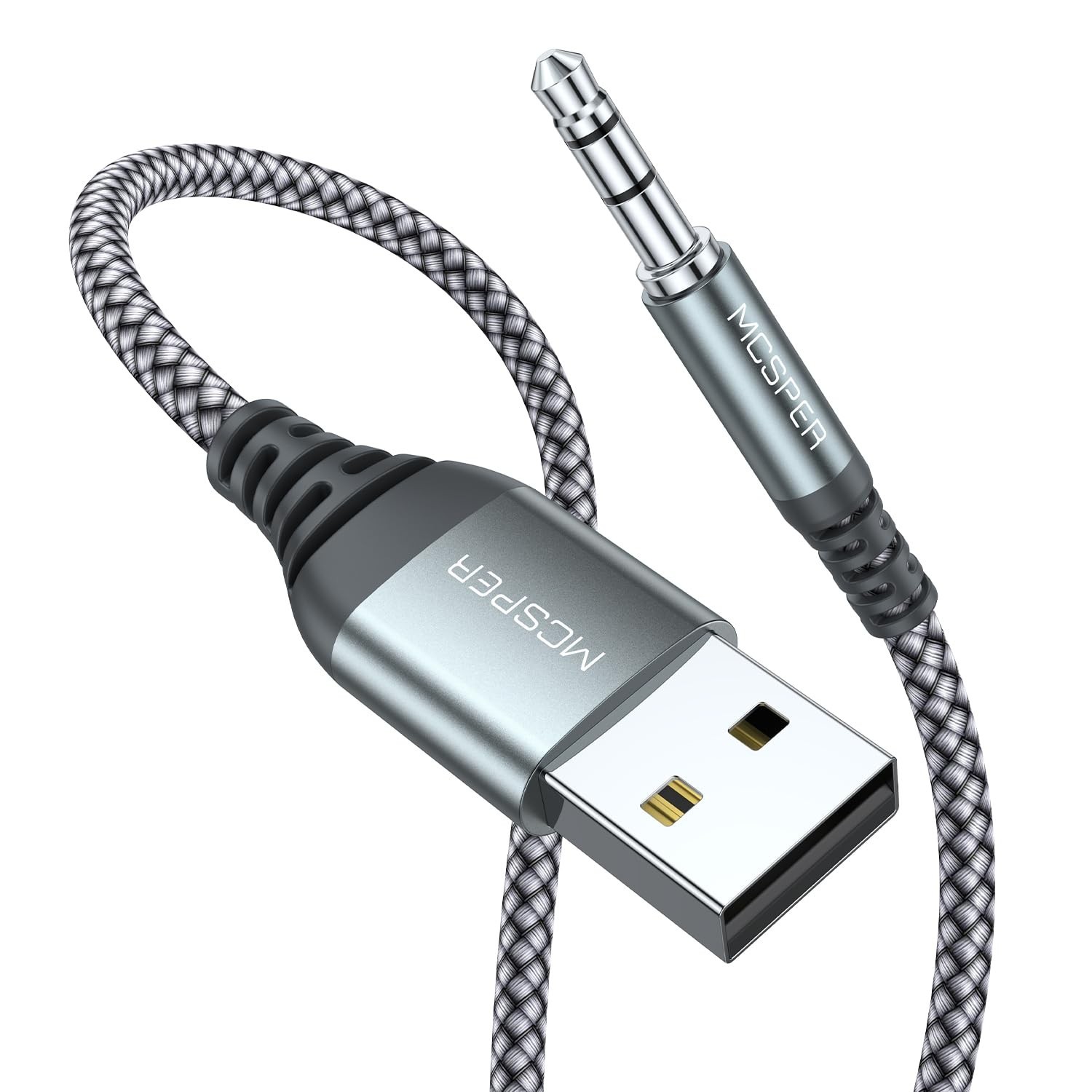 USB A to 3.5mm AUX Audio Cable Braided 3FT USB Male to AUX Male Jack Adapter TRS