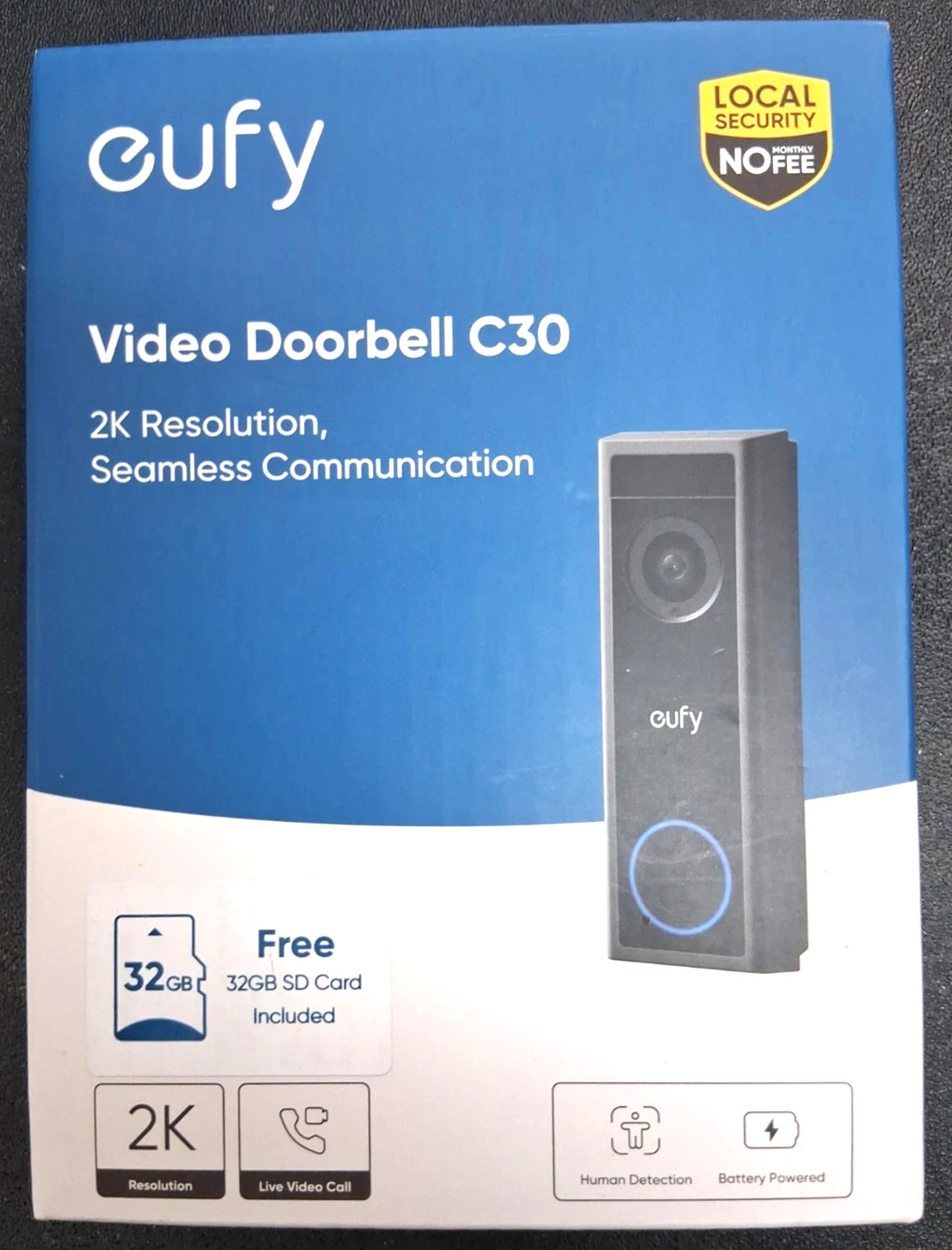 eufy Anker Innovations Security Video Doorbell C30 NEW SEALED 2K Live Video